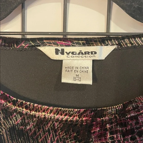 Nygard - Velvet Long Sleeve Top in Black and Purple shimmer - Picture 2 of 7